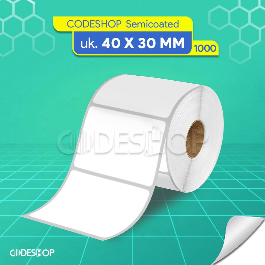 

Codeshop Stiker Label Barcode 40 x 30 mm 1 Line Semicoated 1000 Pcs