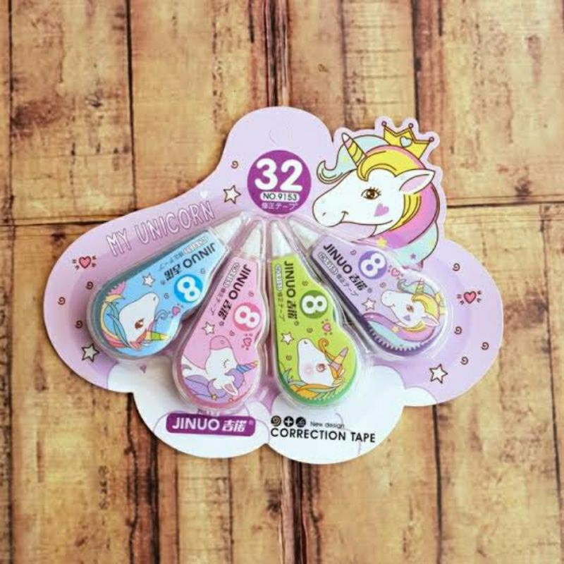 

1 Set Isi 4 Correction Tape Unicorn - Tip-ex Pita Unicorn Jinuo 9153