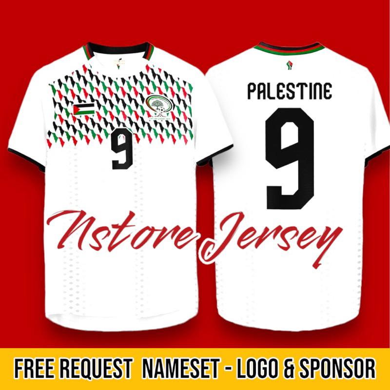 KAOS JERSEY ATASAN TIMNAS PALESTINA PALESTIN FREE REQUEST NICKNAME