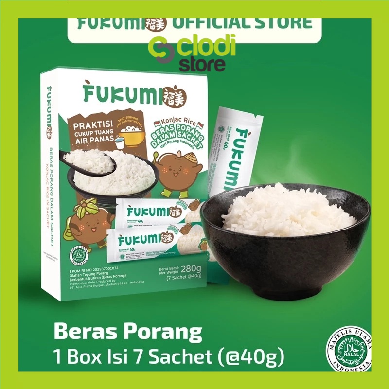 

12.12 FLASH SALE FUKUMI Beras Porang Box Sachet - Shirataki/Konjac Rice beras diet / beras rendah kalori 7 sachet 