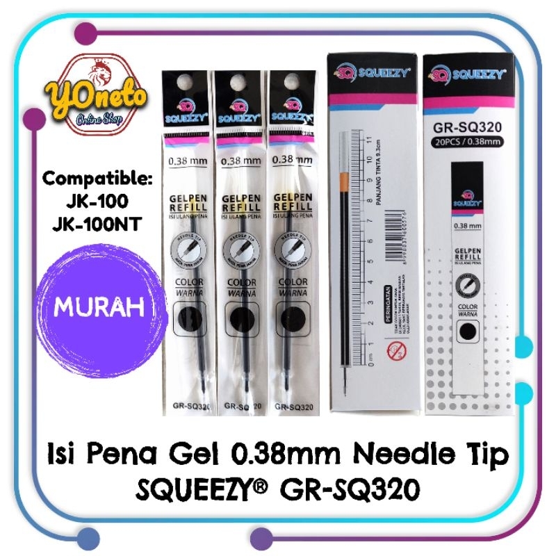 

Isi Pena Gel 0.38mm Needlle Tip (Runcing)Squeezy® ⚫ Compatible=JK100/JK100NT