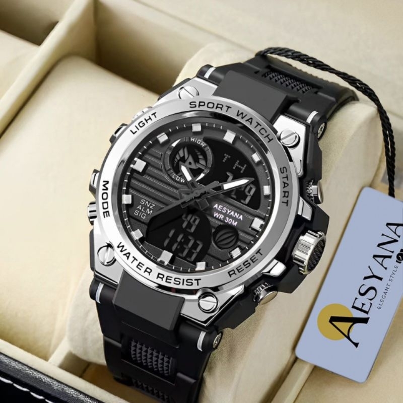 Jam Tangan Pria Digital Analog Tali Rubber Elegan Sport