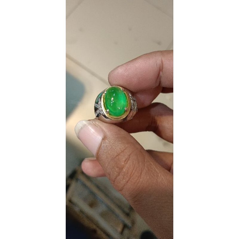 Cincin Perak Batu Giok Burma Tipe C