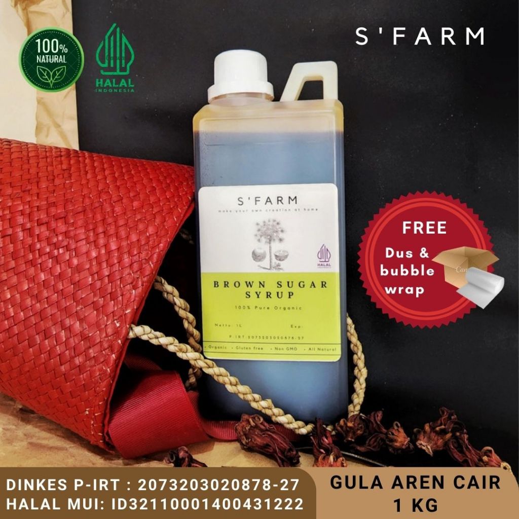 

Brown Sugar Cair/ Gula Aren Cair Premium 1 Liter ASLI 100% S'FARM