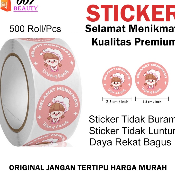

Bayar Di Tempat (1 Roll Isi 500 Pcs) Roll Stiker 3.5 Cm/2,5 Cm Selamat Menikmati - Sticker Makanan Kue Thank You Ready Stok