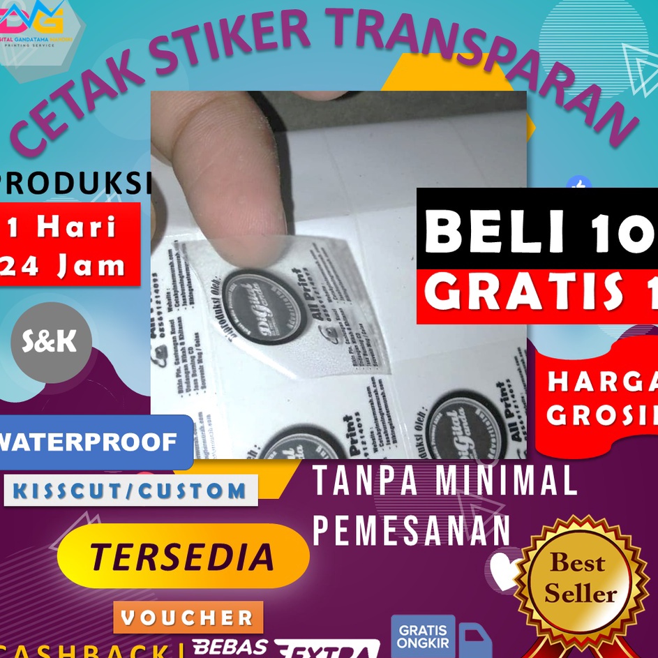 

Murah CETAK STIKER TRANSPARAN A3+ (PRINT + CUT) Best Produk