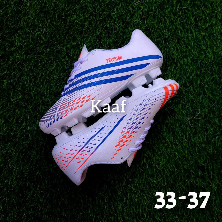 Diskon Sepatu Bola Anak Predator Edge FG Al Rihla White Solar Yellow Power Blue l COD Sepatu Futsal 