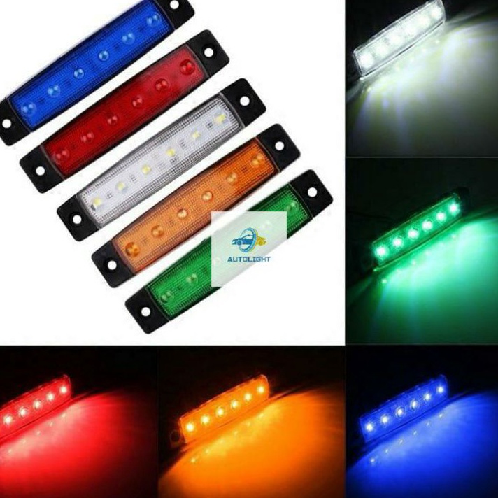 KODE FDG821 Lampu LED 6 SMD Samping Bak 24 Volt Anti Air Topi Kabin Truk