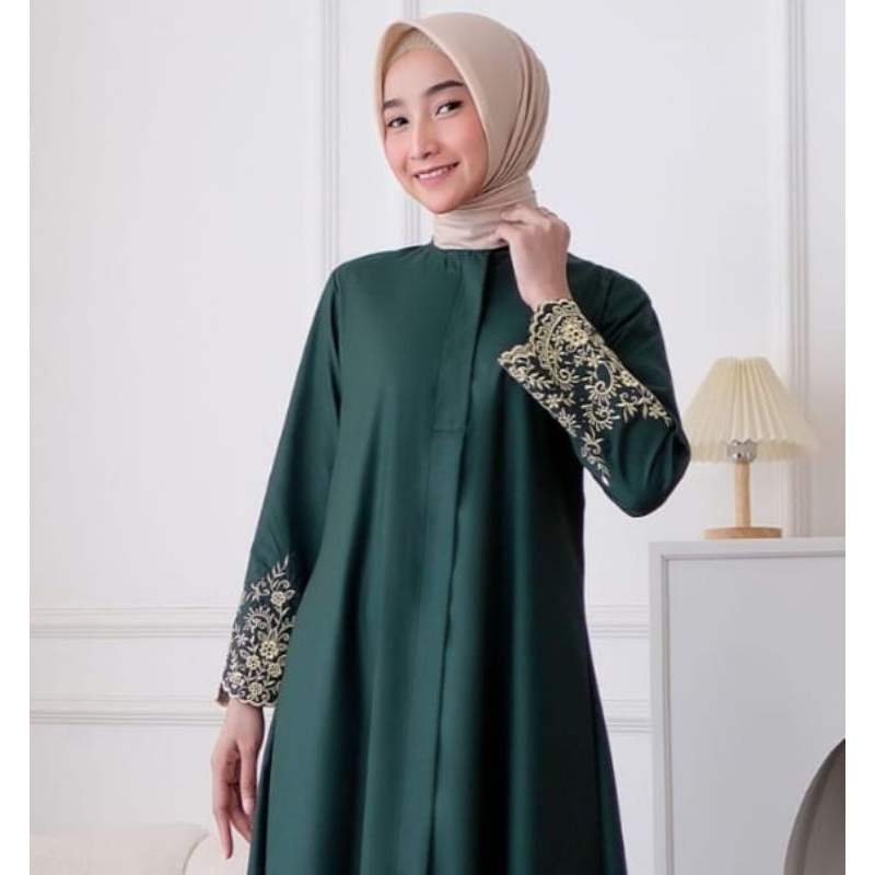 GAMIS MADINA ASMA BAHAN KATUN TOYOBO PREMIUM ( HIJAU BOTOL )