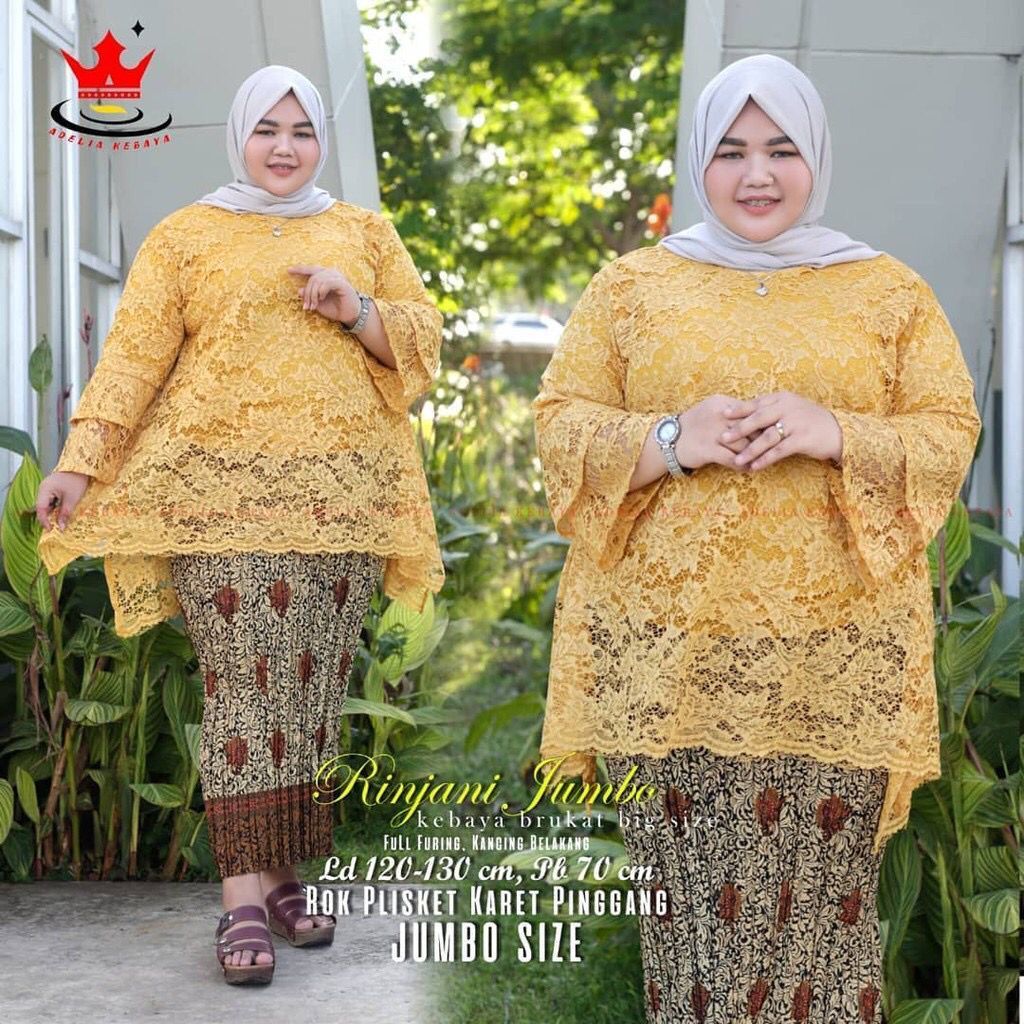 set kebaya rinjani jumbo M,L,XL,XXL,3XL,4XL,5XL / kebaya besar LD 130 / Kebaya Brokat jumbo / gamis 