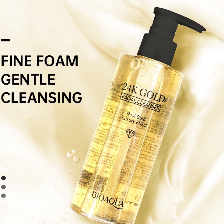 ☇✯✱ READY BPOM BIOAQUA face wash 24K Gold Facial Cleanser pembersih wajah 200ml [BIO FW GOLD]