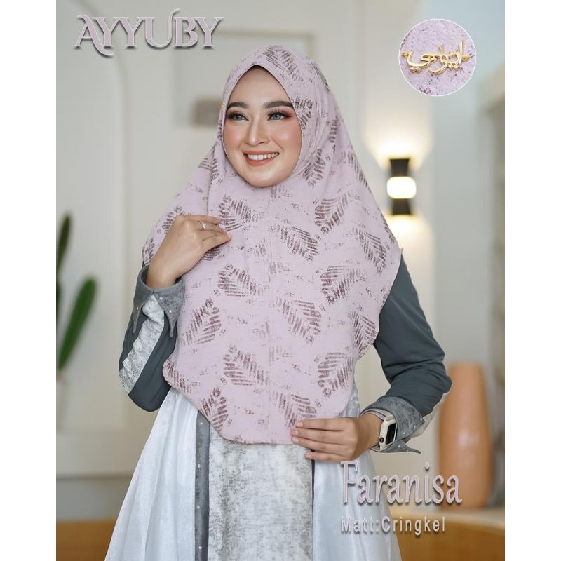 HIJAB INSTAN BERGO MOTIF FARANISA BAHAN CRINCLE PRINT PREMIUM ORIGINAL AYYUBY