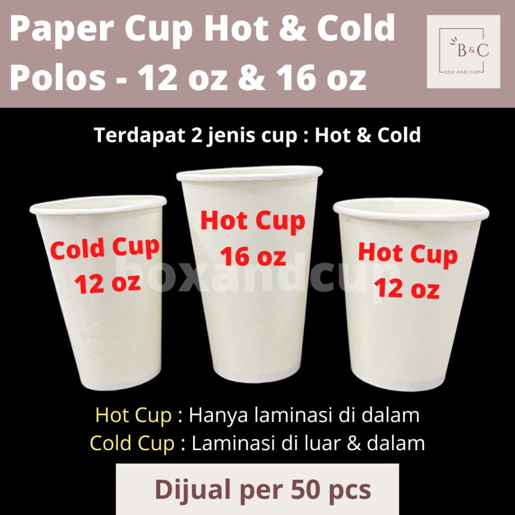 Paper Cup Hot & Cold / Gelas Kertas Panas Dingin Polos dan Tutup Murah / Kopi Coffee / Teh Tea / Uku