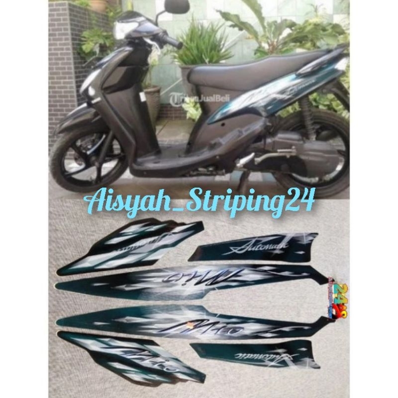 STIKER STRIPING LES LIS BODY MOTOR YAMAHA MIO SPORTY AUTOMATIC 2009 HITAM FULL