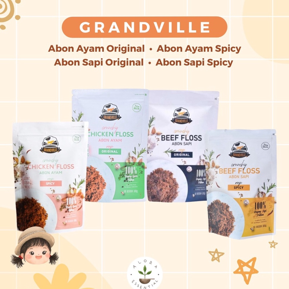 

V84973 Grandville Abon Sapi Ayam Crunchy – Abon Anak Non MSG Halal MPASI Bestseller