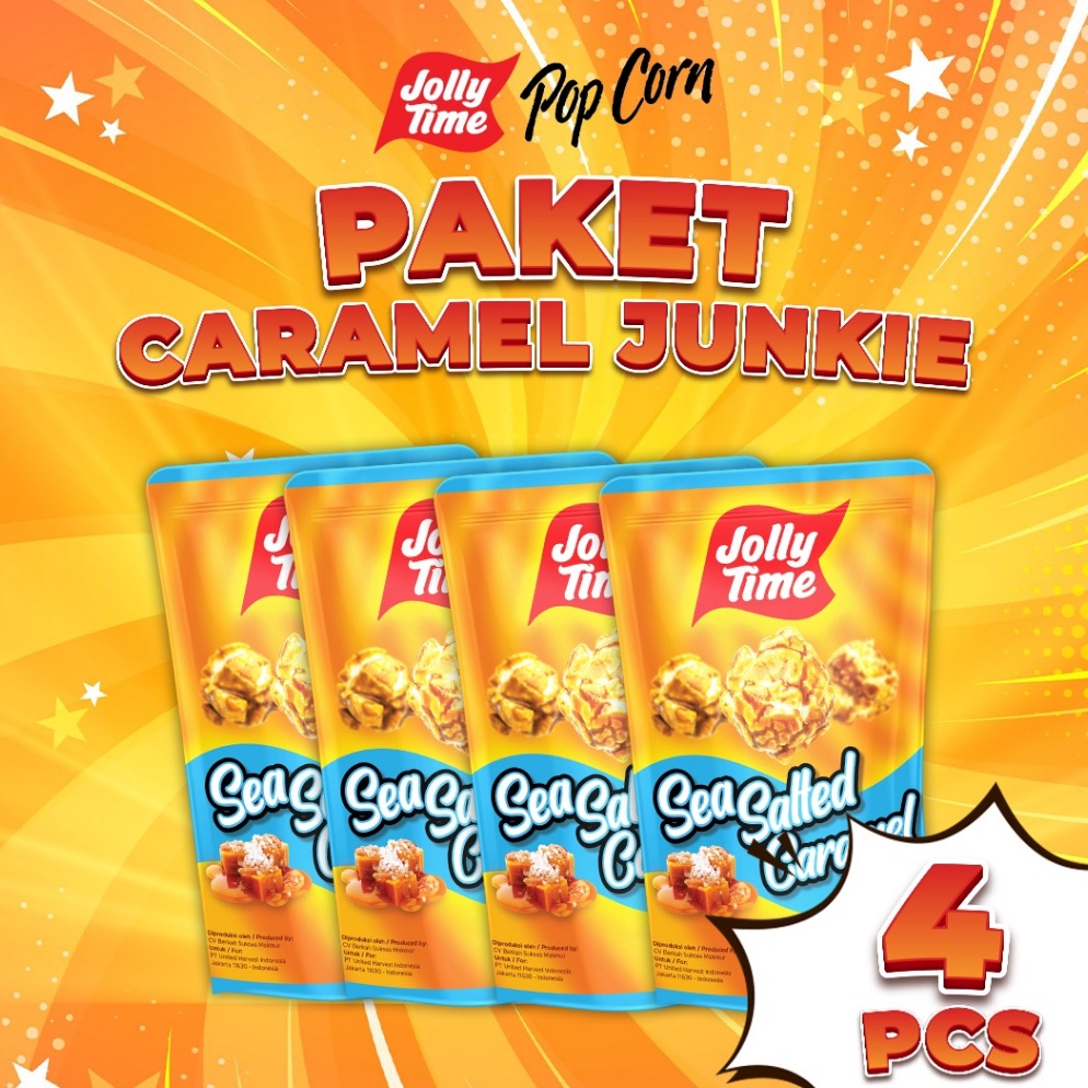 

Jolly Time Popcorn - Paket Caramel Junkie (4 pcs Sea Salted Caramel) -Live Baru