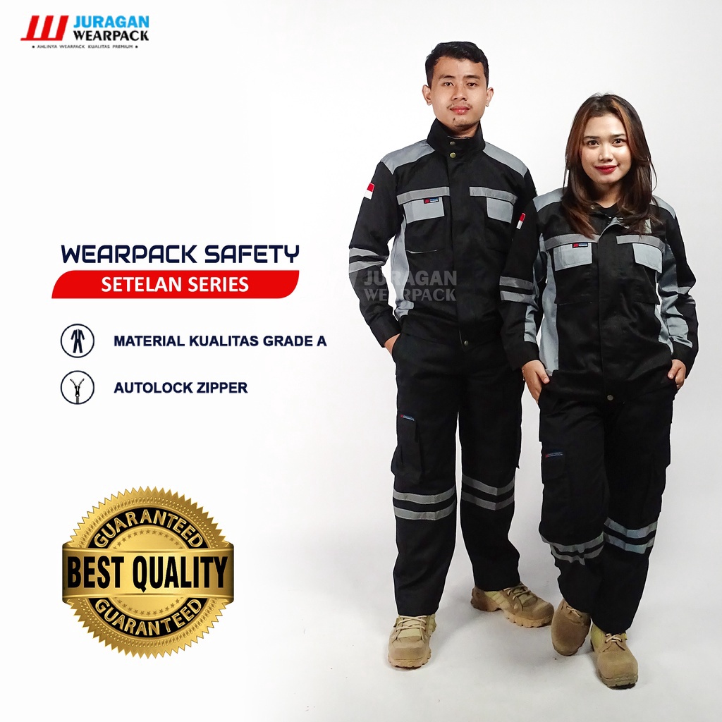 ♣ Laris Juragan Wearpack - Wearpack Safety Setelan Atasan Warna Hitam Abu Bawahan Celana Hitam
