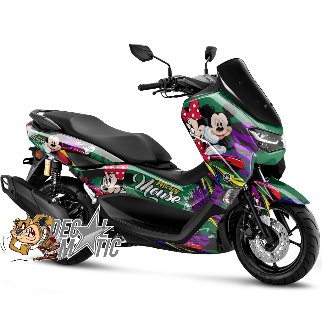 stiker Full Body Decal Motor yamaha Nmax Old 2015 - 2019 / New 2020 2021 2022 Mickey Mouse Merah