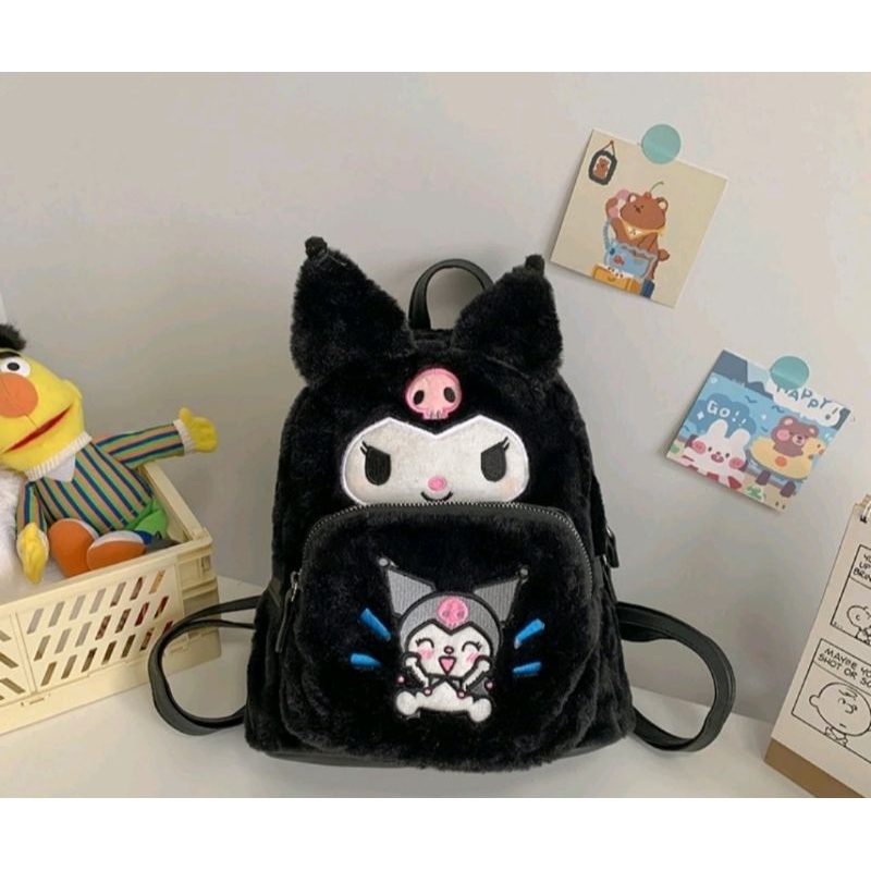 tas kuromi hitam bulu