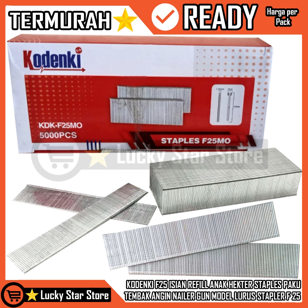 

Kodenki F25MO Isi Air Nailer Paku Tembak KDK-F25 MO Refill Staples Jok Motor 5000 PCS Tembakan Tangan Lurus Mata Nail 25 MM Gun Staple Manual Refil Repil Isian Ulang Mesin Tacker Pasang Kayu Furnitur Perekat List Stepler Stapler SNI Stanles Stainles