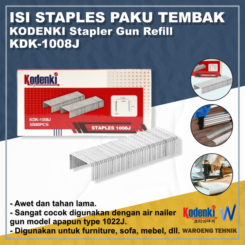

Isi Staples Paku Tembak Stapler Gun Refill isi 5000pcs KODENKI STP-1008J Refill Air Nailer / Isi Mesin Paku Tembak / Refill Alat Paku Tembak / Isi Ulang Paku Tembak / Refill Isian Paku Tembak