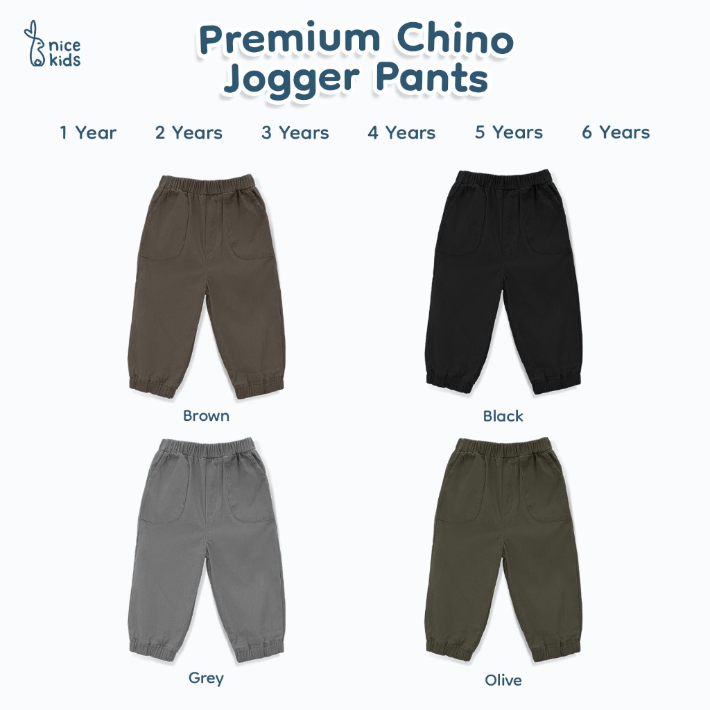 Nice Kids - Premium Chino Jogger Pants (Celana Anak Unisex 1-6 Tahun)