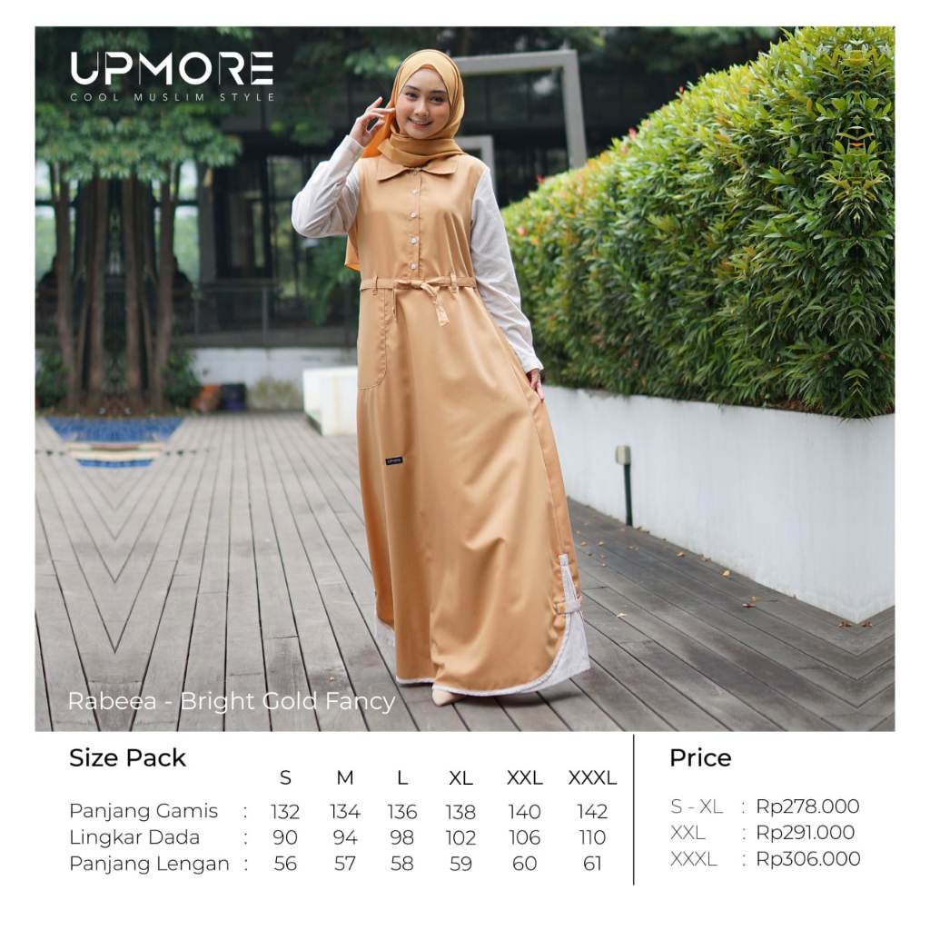 DRESS UPMORE Rabeea Bright Gold - Fancy / Rabeea Cool Grey - Ash / Gamis Upmore / Dress Muslim - sha