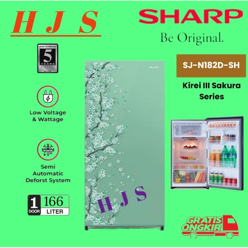KULKAS SHARP 1 PINTU SJ-N182D-SH/ SJ-N182/SJ-182 166L - [ HIJAU ]