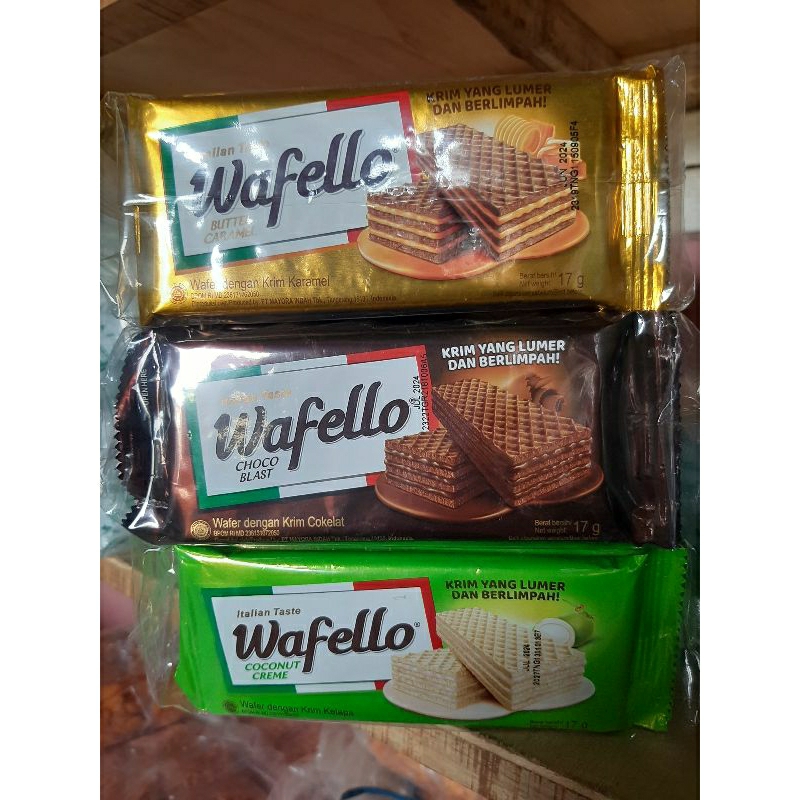 

(ISI 10) WAFER WAFELLO 17 GRAM WAFER KRIM COKLAT CARAMEL KELAPA