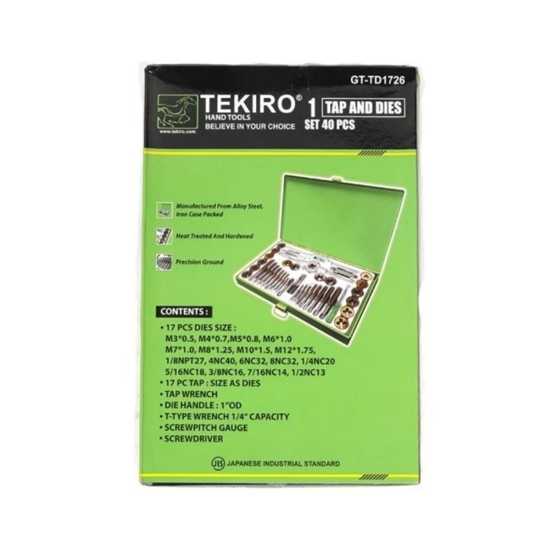 TEKIRO Tap and Dies 40Pcs Mata Kunci Tap Senai Pembuat Drat Ulir