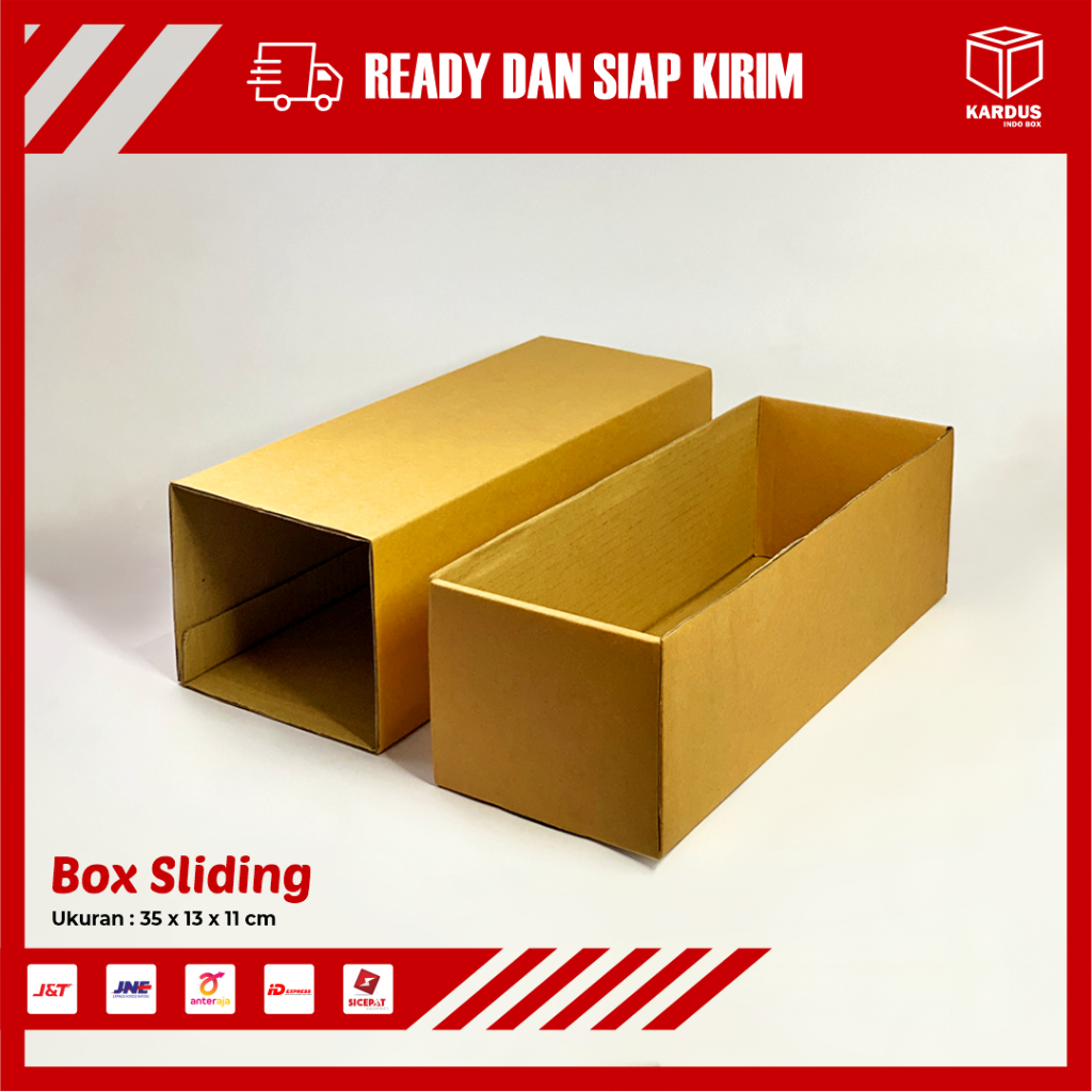 

KARDUS BOX SLIDING SIZE 35 x 13 x 11 CM - KARTON/POLOS/KARDUS/BOX/HAMPERS/BAJU/KEMASAN/PACKAGING/PACKING/HIJAB/CUSTOMBOX/BOXJAM/BOXKADO/SABLON/PRINTING