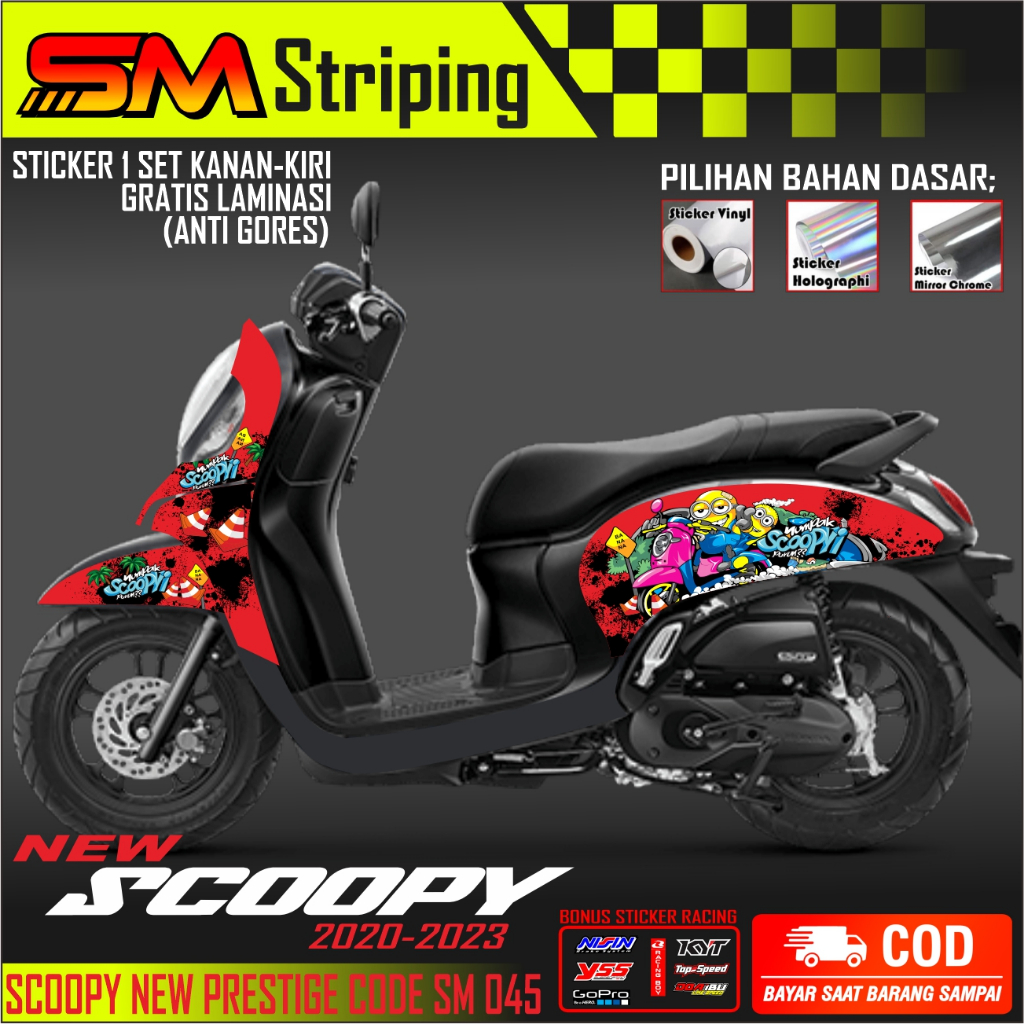 STRIPING STICKER SCOOPY NEW PRESTIGE STRIPING STICKER SCOOPY NEW PRESTIGE  VARIASI MINION SM 045