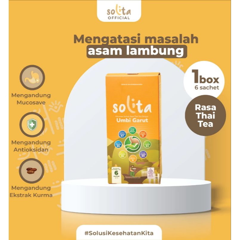 

SOLITA/original/by Puspa Dewi/asam lambung/rasa Thai tea/isi 6sachet & 12sachet