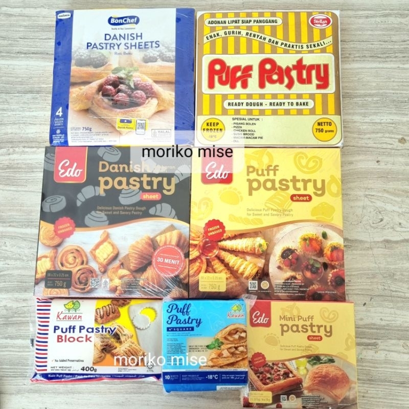 

[ PUFF PASTRY ] EDO danish / BONPATIS DANISH PASTRY rubi bicolor / edo BONCHEF kawan STELLA puff pastry / bonchef danish pastry tarlets fruit pie crust kulit pie pastry beku