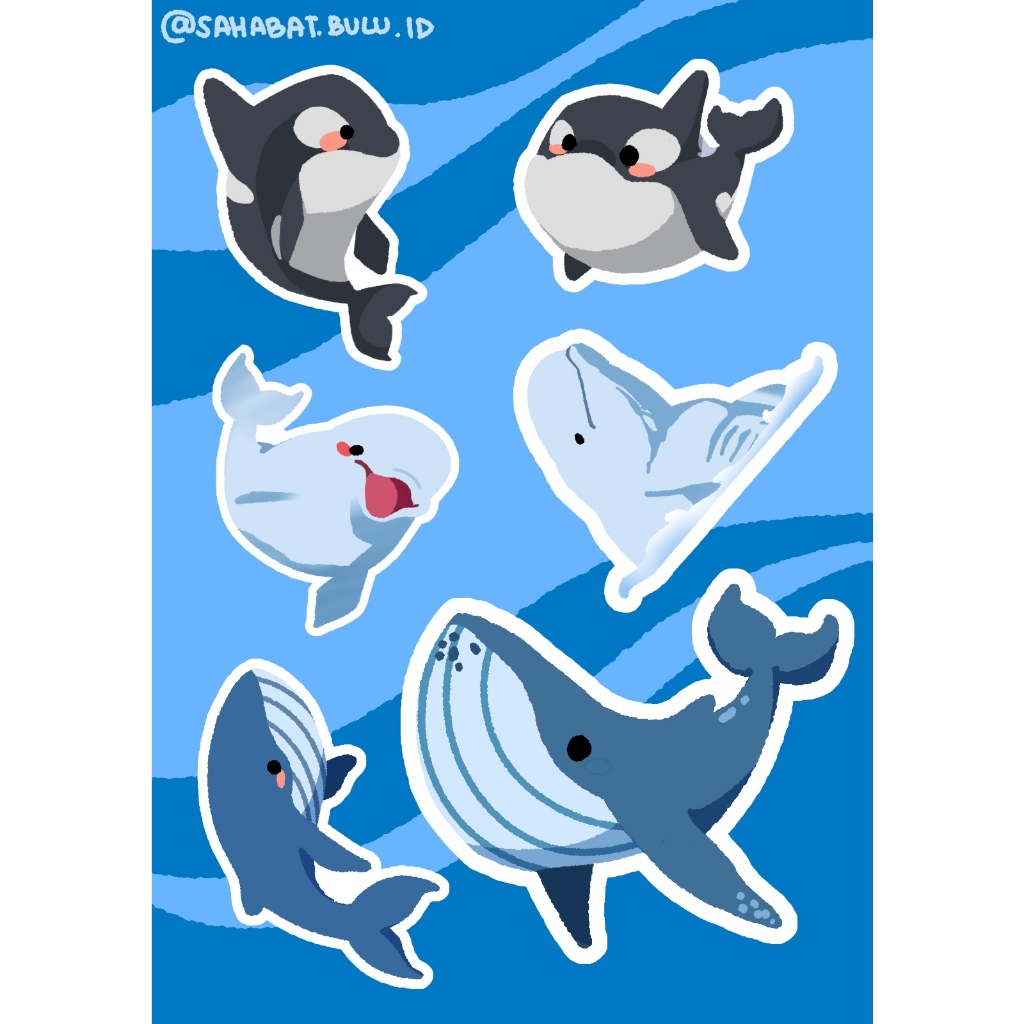 

Sticker Set Sahabat Bulu Whale / Paus