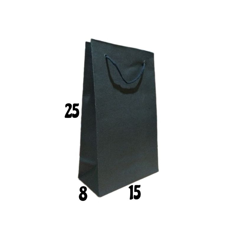 

[BISA SATUAN] Paper Bag Hitam Polos Ukuran 15x8x25