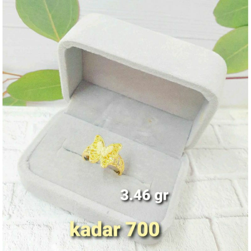 Cincin kupu kristal.Emas kadar 700/16k