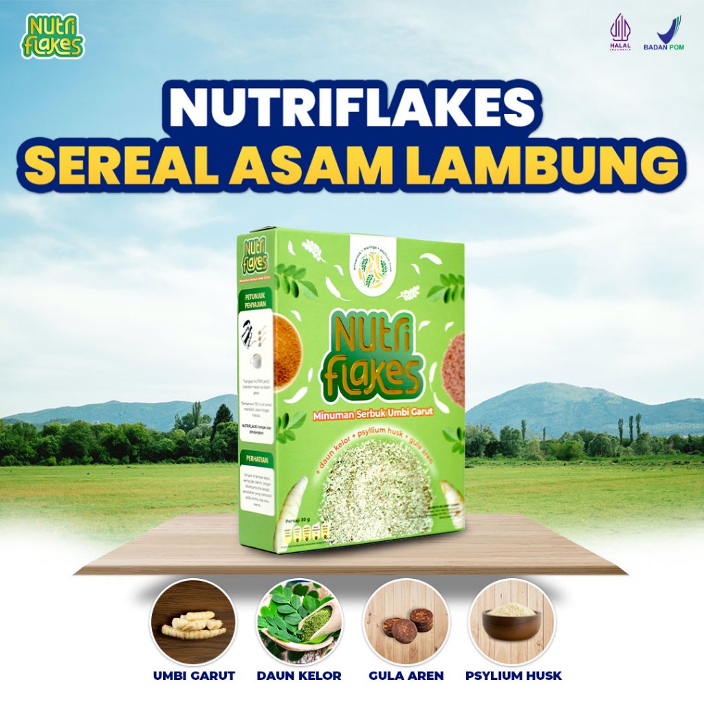 

NUTRIFLAKES Sereal Umbi Garut 100% ORIGINAL Mampu Mengatasi Asam lambung mag gerd dan Pengganti Makan untuk DIet