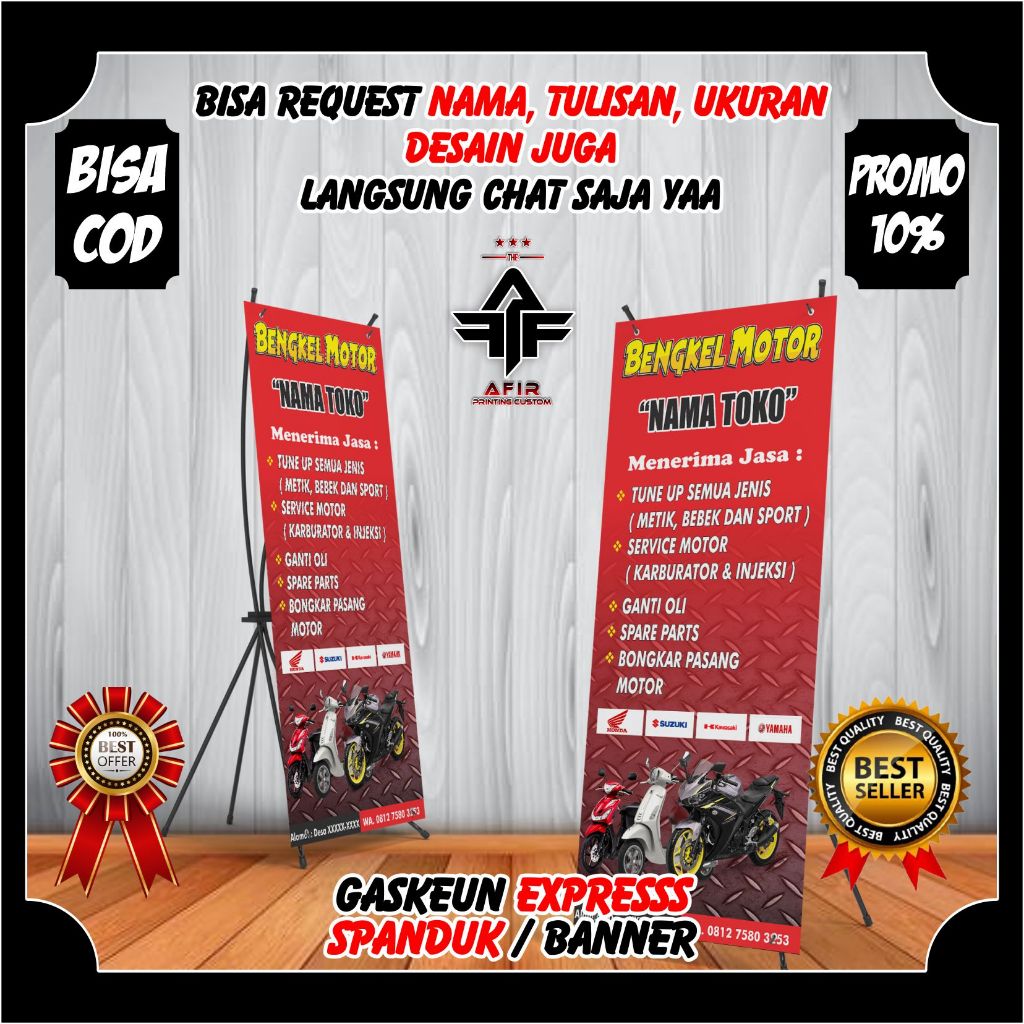 Spanduk Bengkel Motor Model Berdiri Banner Toko Bengkel Motor Spanduk Backdrop Jasa Bengkel Motor Be