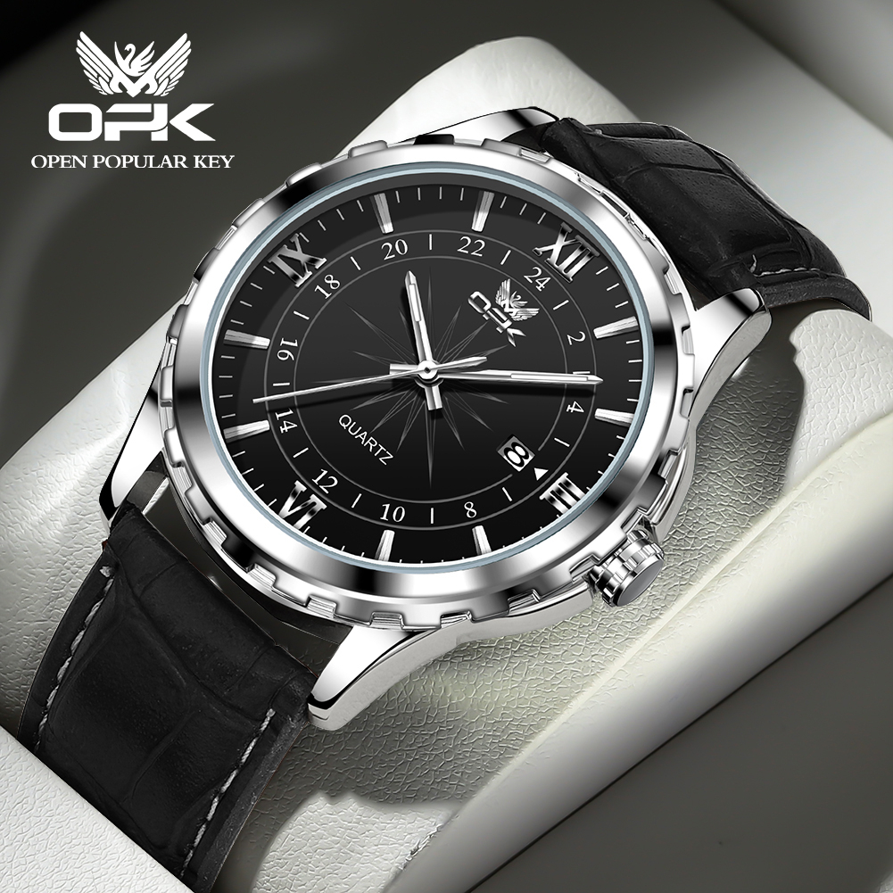 OPK Jam Tangan Pria Original Anti Air Tahan Murah Digital Sport Kulit Analog Hitam Watch Men Cod
