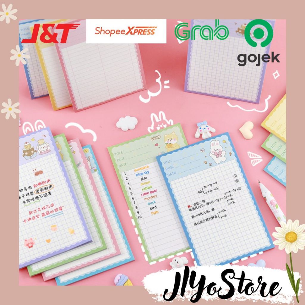 

Memo Sticky Notes ATK Stationery Bujo Journal Scrapbook Animal Bear Rabbit Kartun Lucu Aesthetic