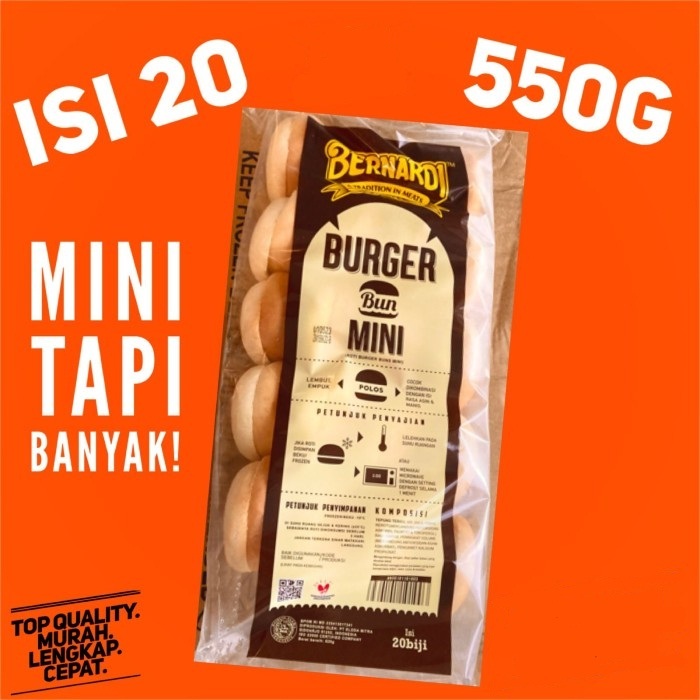 

BERNARDI ROTI BURGER POLOS KECIL 500GR ISI 20PCS MINI PLAIN BURGER BUNS