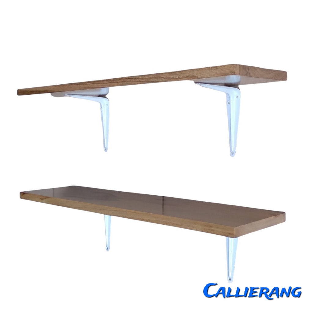 Rak Dinding Kayu Jati Lengkap Siku Besi