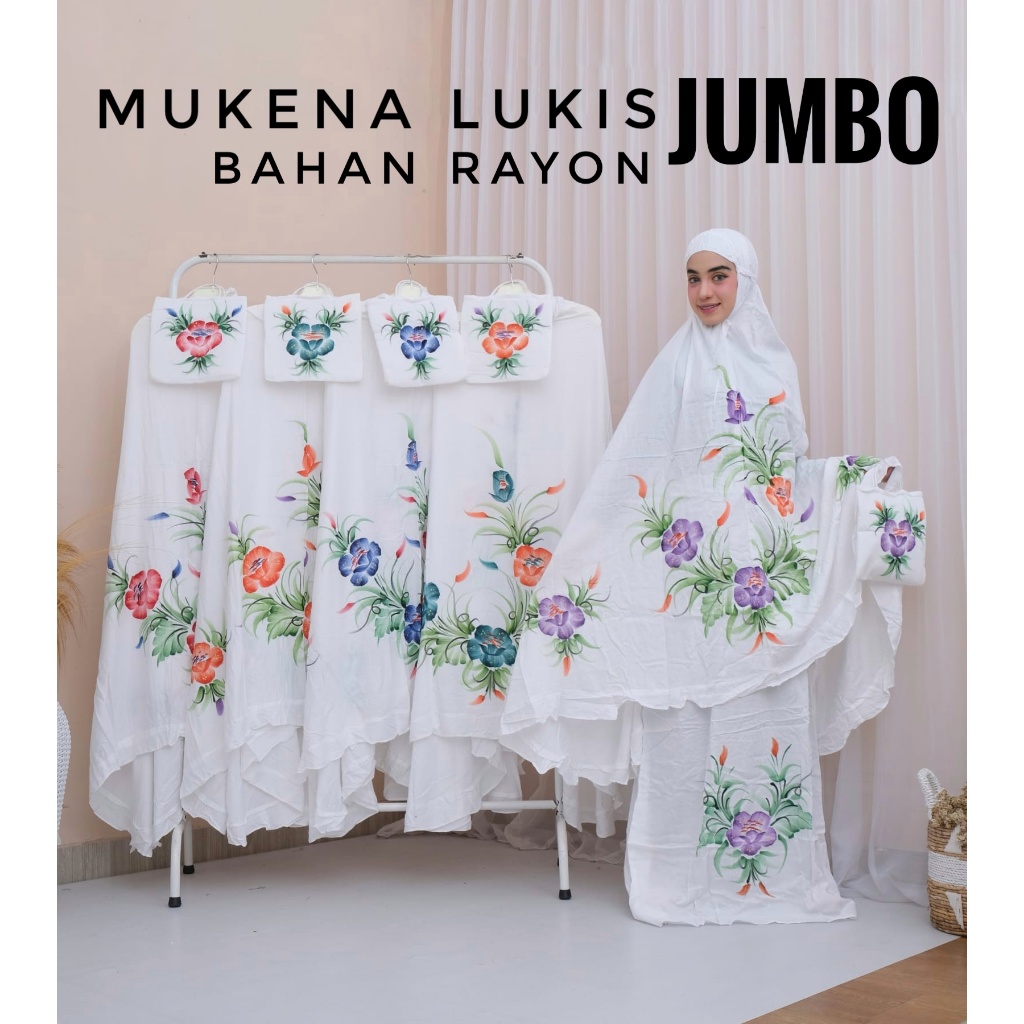 MUKENA DEWASA JUMBO LUKIS | MOTIF TIMBUL | MUKENAH HANDMADE | MUKENA QILQUL | TELEKUNG | BAHAN RAYON