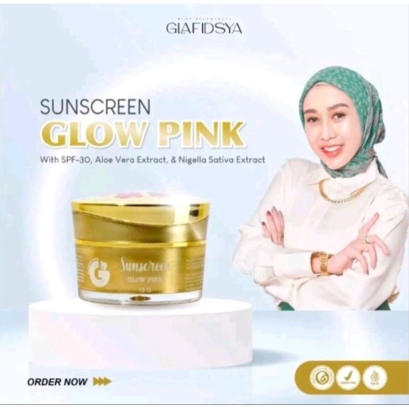 Sunscrean Glow pink Glafidsya Original Bpom memutihkan wajah wajah glowing mencegah kulit wajah dari
