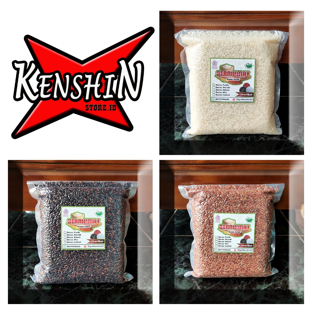 

BERAS ORGANIK (BERAS MERAH, BERAS HITAM & MENTIK) 1 KG. BERKUALITAS TANPA KIMIA RENDAH GULA DAN MPASI