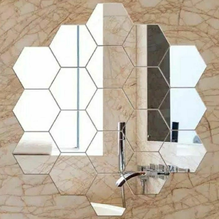 ➲➛☆ (12PCS) Cermin Hexagonal (BESAR) Dekorasi Dinding | Kaca Hexagonal | Cermin Aesthetic Dinding mu