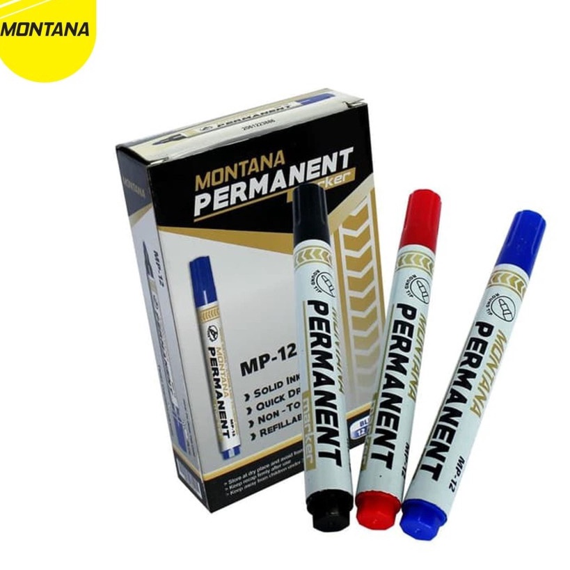 

Ready (LWS) SPIDOL PERMANENT MONTANA (MP-12) FS 1 Dus isi 12 Pcs Hitam
