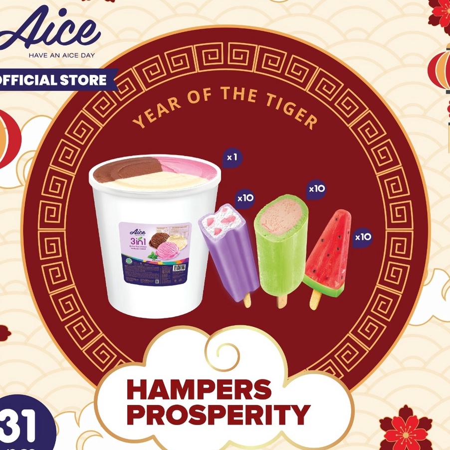 

Kode Y667 Paket Aice Ice Cream Hampers Imlek CNY Chinese New Year Prosperity Es Krim Total 31 pcs