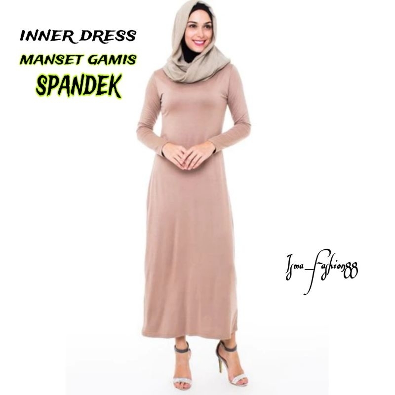 manset gamis SPANDEK inner dress lengan panjang spandek